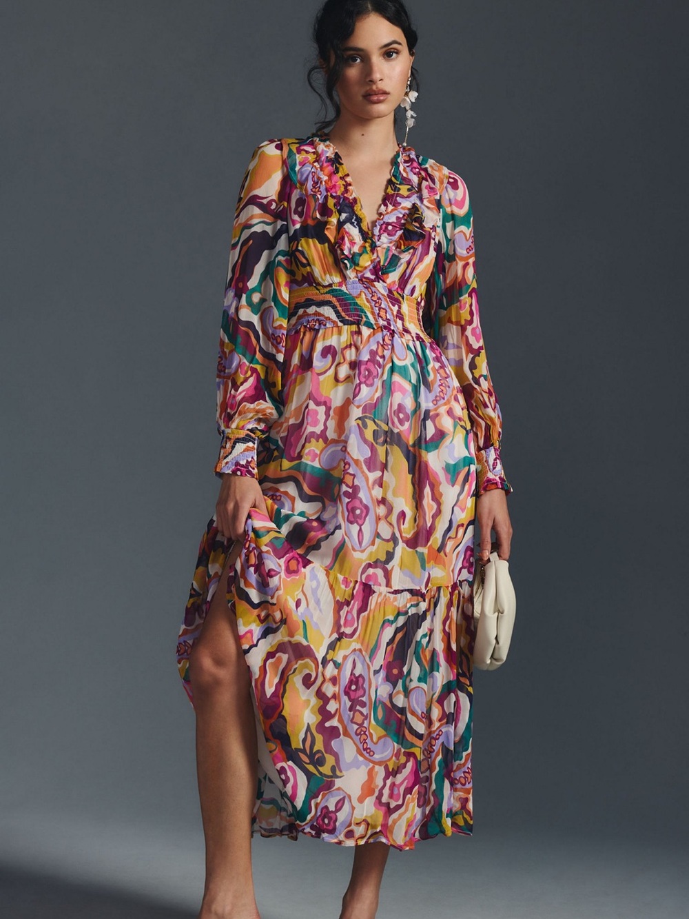NWOT Anthropologie Odetta Ruffle Neck Dress in XS